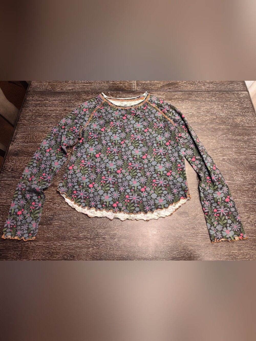 NATURAL LIFE Lily Cotton Long Sleeve Tee Shirt Soft Size M